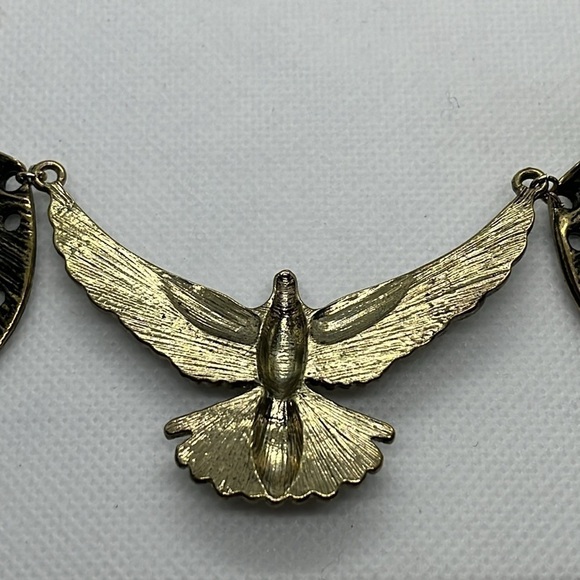 Womens Necklace Brass Tone Necklace Steampunk Eagle Patriotic American Statement - Picture 5 of 10